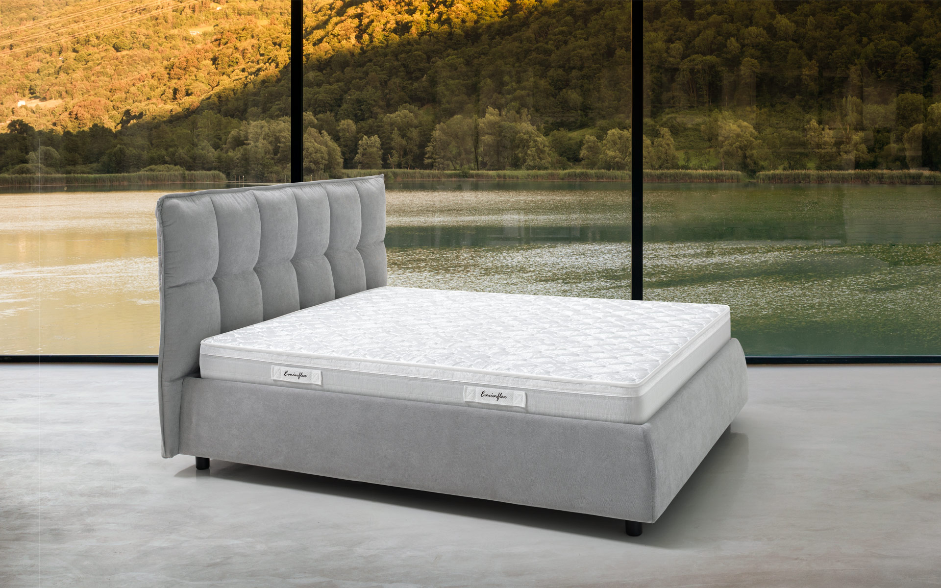 Eminflex materassi Experia/Comodo matrimoniale con letto ambientato Eminflex materassi Experia/Comodo matrimoniale con letto ambientato