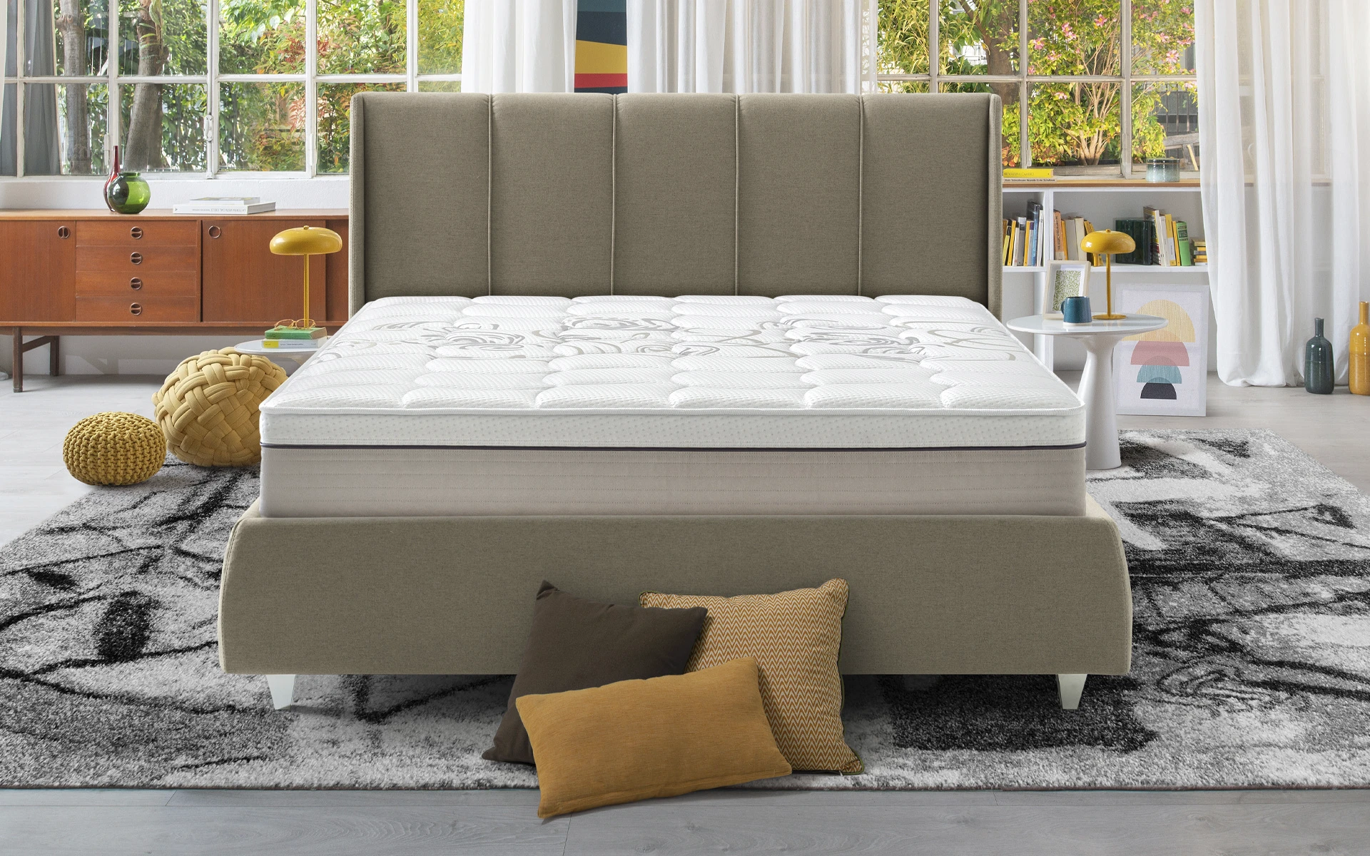Eminflex Materasso Wonder matrimoniale ambientato con letto vista frontale