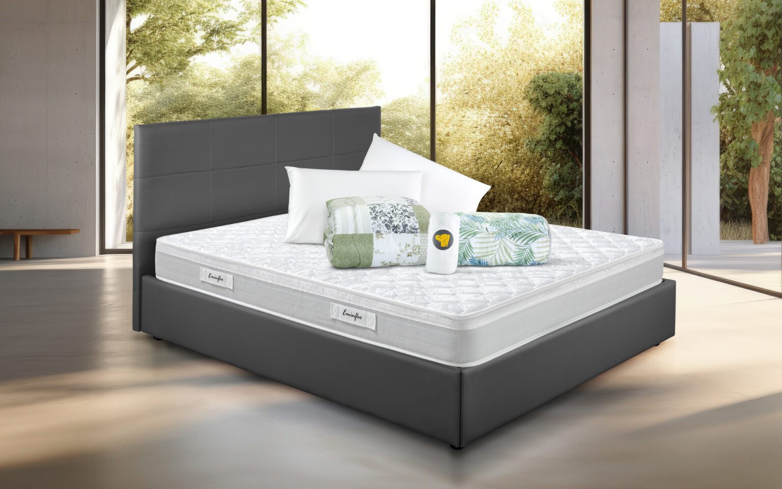 Letto Contenitore Matrimoniale Con Materasso E 2 Guanciali Inclusi – Dormire Meglio Shop - 2