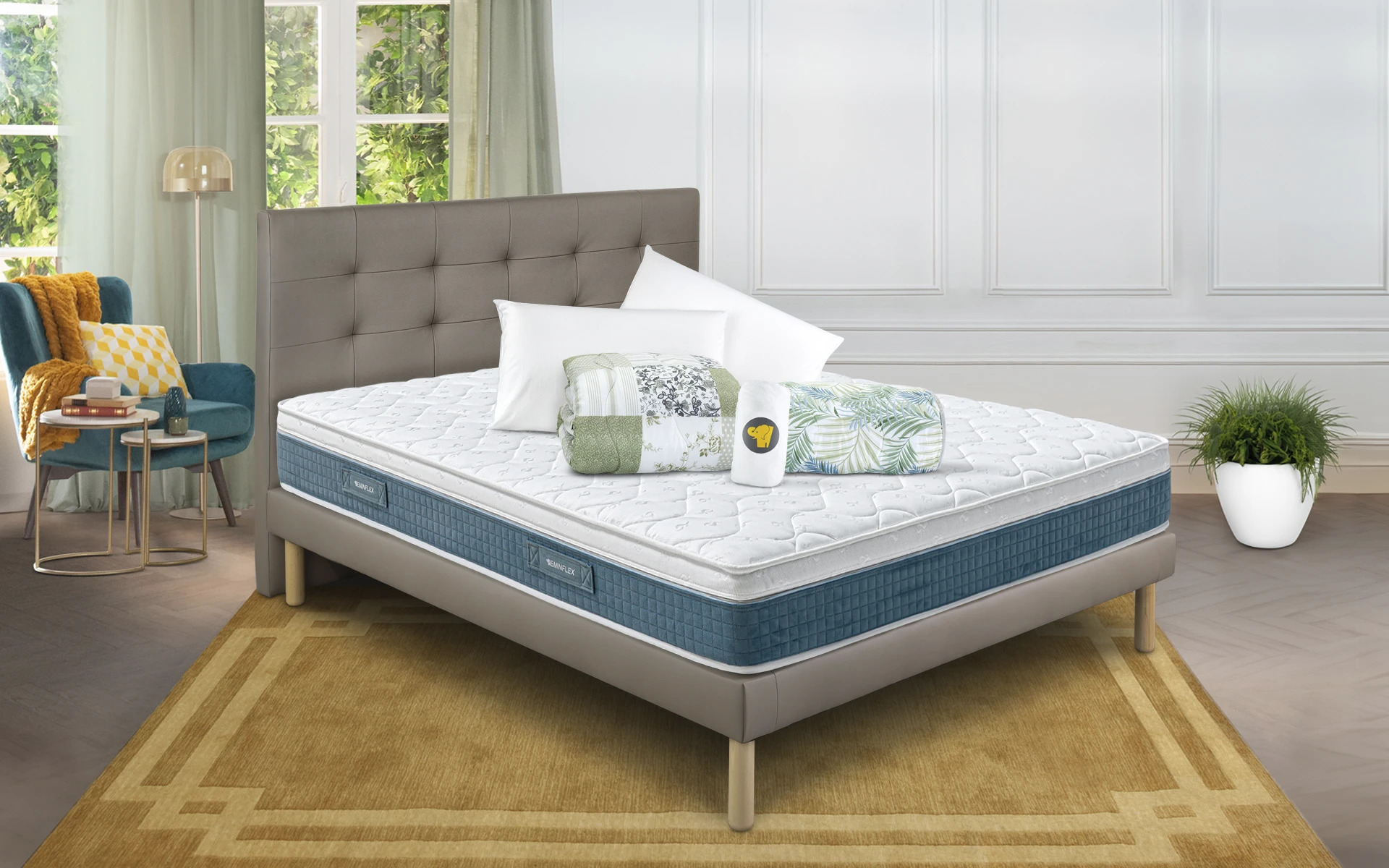 Nuovo Sano ortopedico in Memory BioFresh con base letto Gioia tortora e kit offerta