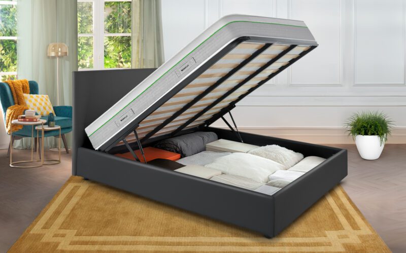 Eminflex Materassi Green matrimoniale in offerta con letto contenitore Anna grigio aperto