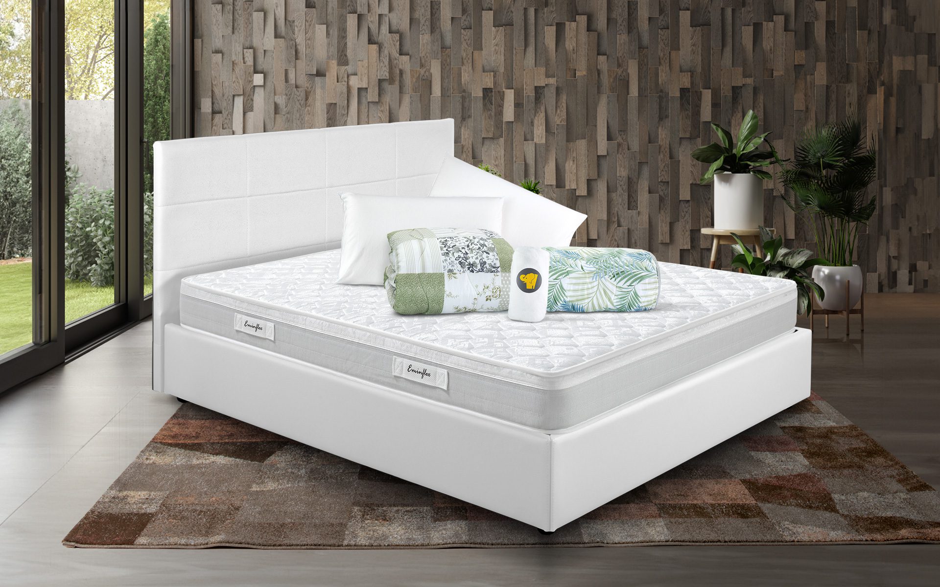Eminflex Materassi Romeo matrimoniale offerta con letto contenitore Anna bianco chiuso e kit notte Eminflex Materassi Romeo matrimoniale offerta con letto contenitore Anna bianco chiuso e kit notte