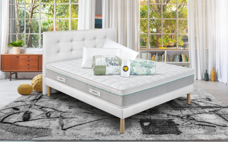 Eminflex Materassi Union matrimoniale con base letto Gioia bianco con kit notte