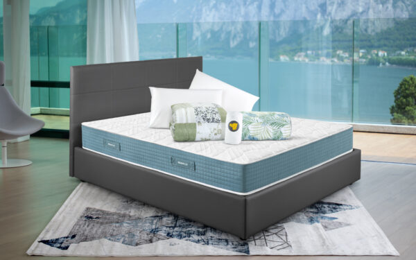Eminflex materasso matrimoniale nuovo Infinity con letto contenitore grigio e kit offerta